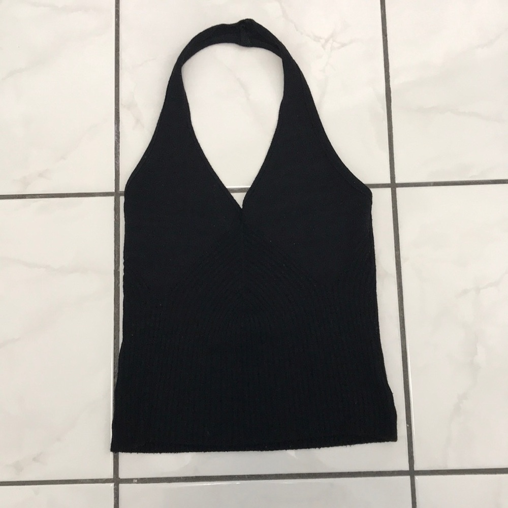 Black Knit Halter Top